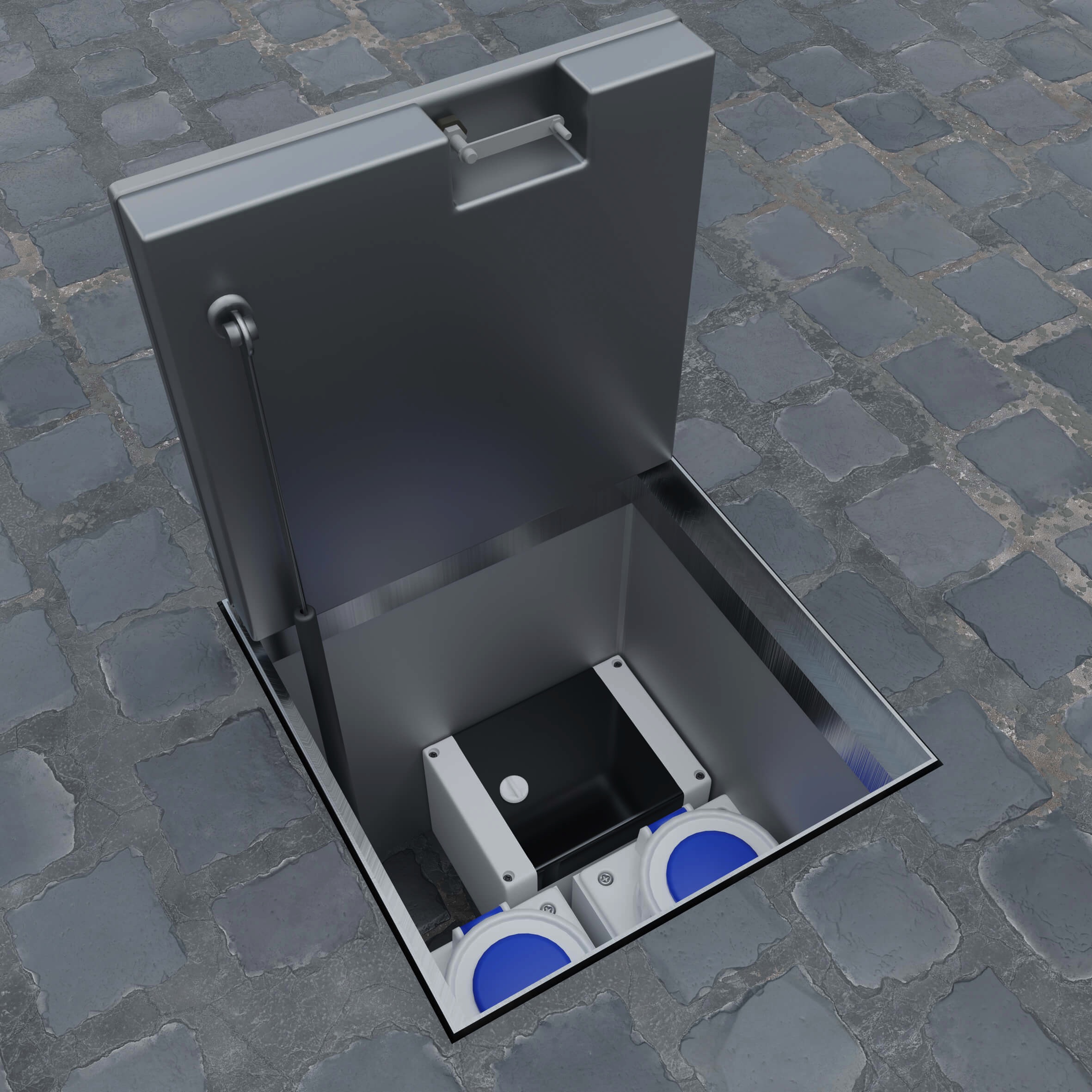 IN GROUND UINT INSTALLED ON COBBLED STREET